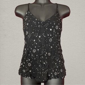 No Boundaries Celestial Star Print Button Front Tank Top S